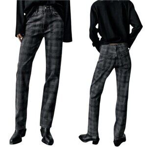 NWT ZARA New Straight Fit Printed Mid-Rise Jean Sz 0